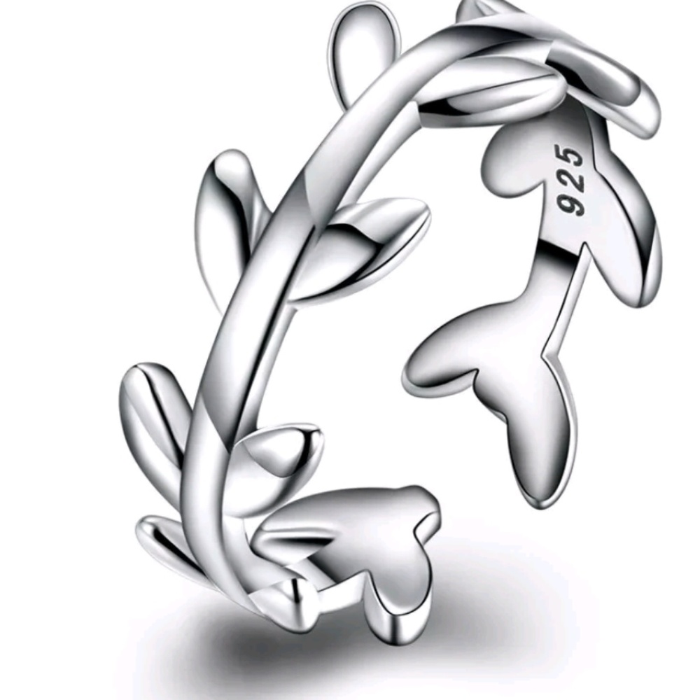 Sterling Silver 925 marked leaf ring